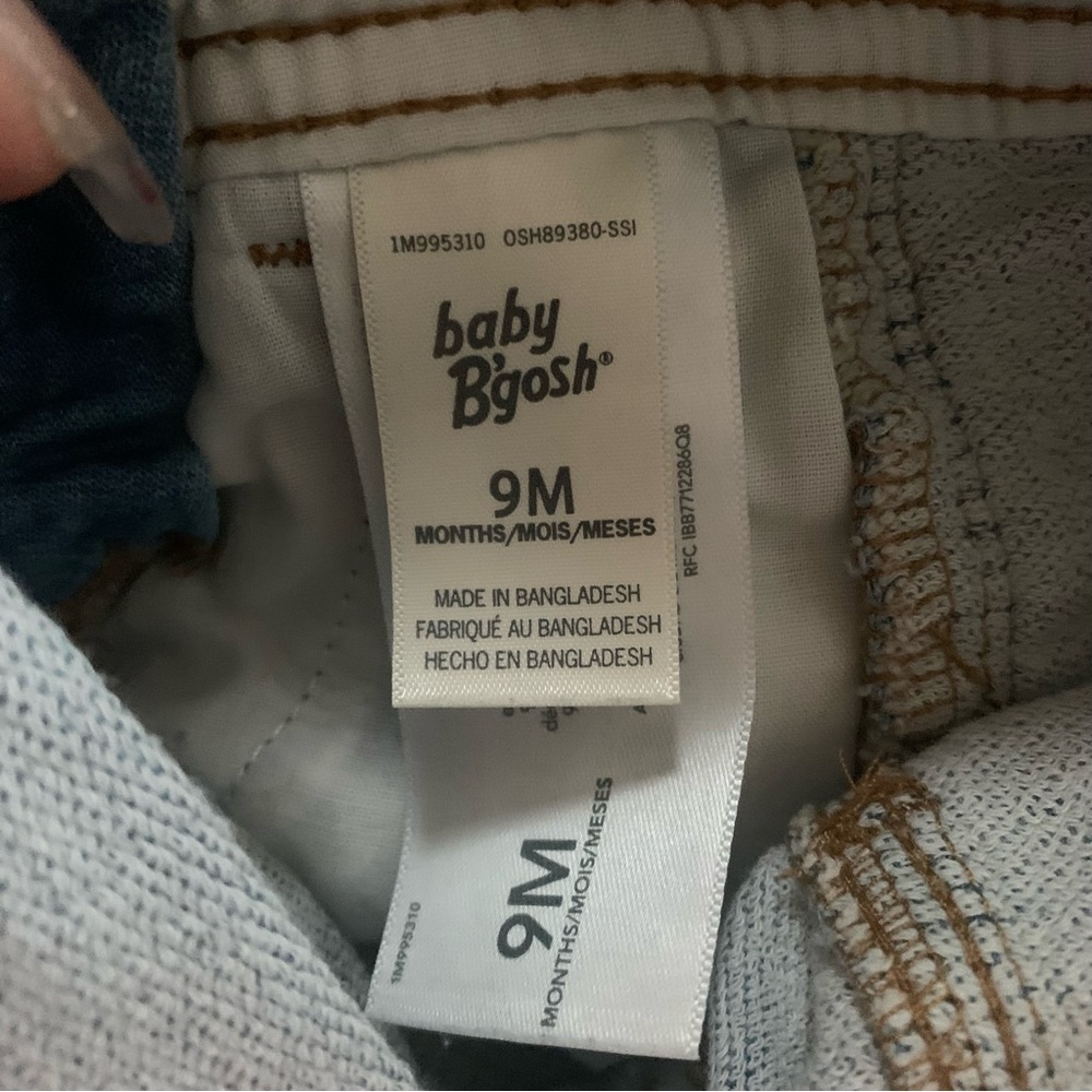 🍭3/$15 Oshkosh B’Gosh Baby Knit-Like Denim Overalls-9months - Picture 12 of 16